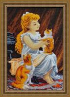 Набор для вышивания бисером Девочка с котенком